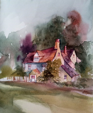 Painting titled "By the roadside" by Alina Matykiewicz, Original Artwork, Watercolor