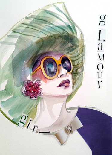 Painting titled "Glamour girl" by Alina Matykiewicz, Original Artwork, Watercolor