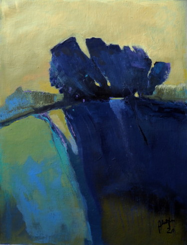 Painting titled "Blue field" by Alina Matykiewicz, Original Artwork, Acrylic