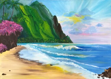 Painting titled "Paradise" by Alina Morozova, Original Artwork, Oil Mounted on Wood Panel