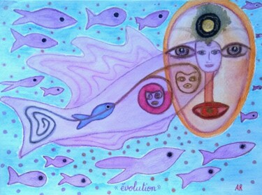 Painting titled "Evolution" by Alina Reyes, Original Artwork, Watercolor