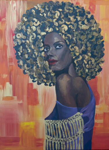 Schilderij getiteld "African woman femal…" door Alina Odwyer, Origineel Kunstwerk, Acryl