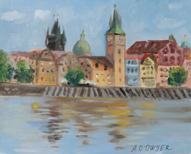 Painting titled "Etude Prague city v…" by Alina Odwyer, Original Artwork, Oil