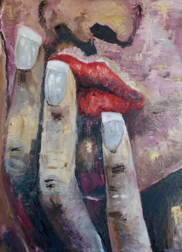 Peinture intitulée "Red lips female fig…" par Alina Odwyer, Œuvre d'art originale, Huile