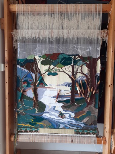 Art textile intitulée "Bilbo comes to the…" par Aline Jegonday (atelier enila tityad), Œuvre d'art originale, Tapisserie