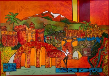 Peinture intitulée "Perpignan" par Aline Chevalier, Œuvre d'art originale, Collages