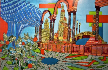 Painting titled "Seville" by Aline Chevalier, Original Artwork, Collages