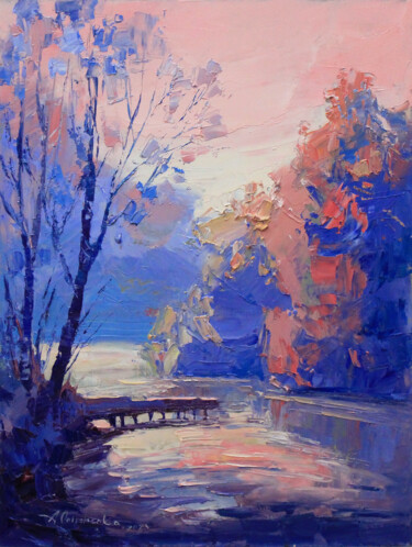 Painting titled "Morning light" by Alisa Onipchenko-Cherniakovska, Original Artwork, Oil Mounted on Other rigid panel