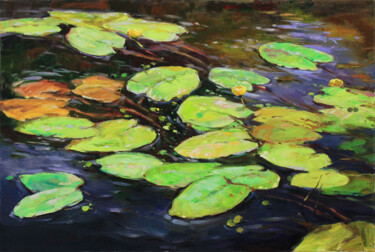 Malerei mit dem Titel ""Water lilies"" von Alisa Onipchenko-Cherniakovska, Original-Kunstwerk, Öl