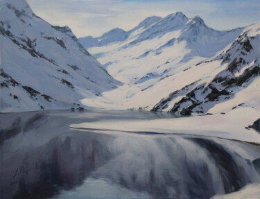 Painting titled "Silver of winter" by Alisa Onipchenko-Cherniakovska, Original Artwork, Oil