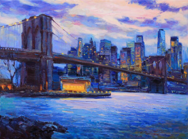 Malarstwo zatytułowany „Brooklyn Bridge” autorstwa Alisa Onipchenko-Cherniakovska, Oryginalna praca, Olej Zamontowany na Dre…