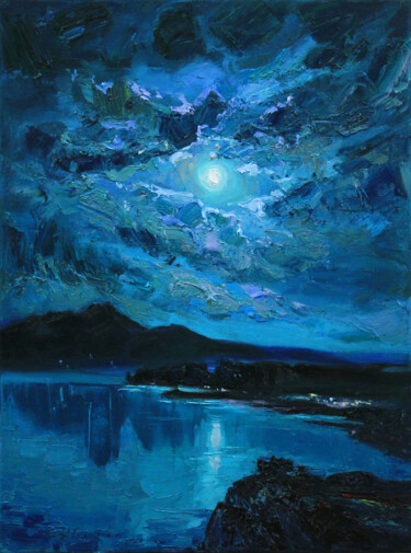 Картина под названием "Blue night" - Alisa Onipchenko-Cherniakovska, Подлинное произведение искусства, Масло Установлен на Д…