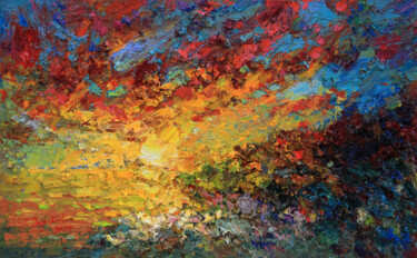 Ζωγραφική με τίτλο "Colorful sunset" από Alisa Onipchenko-Cherniakovska, Αυθεντικά έργα τέχνης, Λάδι