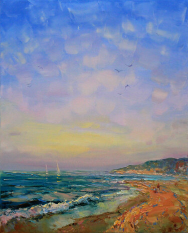 Painting titled "Morning calm" by Alisa Onipchenko-Cherniakovska, Original Artwork, Oil Mounted on Wood Stretcher frame