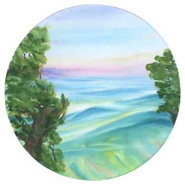 Pintura intitulada "Horizon Retreat" por Alisa Vovk, Obras de arte originais, Aquarela