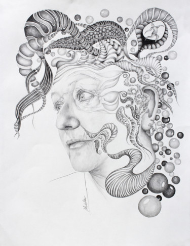 图画 标题为“Sage Méduse” 由Alixire, 原创艺术品, 铅笔