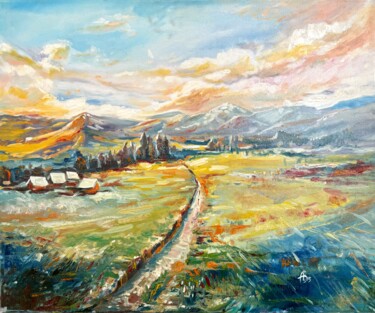 Картина под названием "Bavarian Alps" - Alla Badsar, Подлинное произведение искусства, Масло