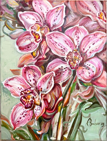 Malerei mit dem Titel "Orchids" von Alla Badsar, Original-Kunstwerk, Acryl