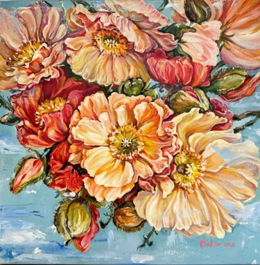 Painting titled "Colourful blossoms" by Alla Badsar, Original Artwork, Oil