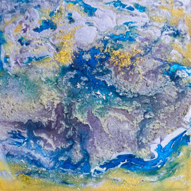 Painting titled "Golden Blue" by Alla Broska, Original Artwork, Acrylic