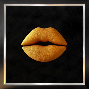 Sculpture titled "GOLDEN LIPS" by Alla Grande, Original Artwork, Plastic