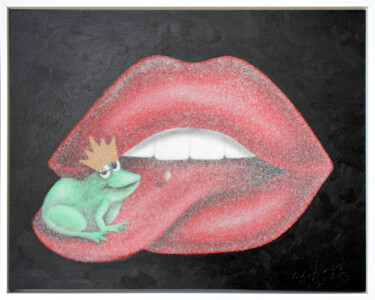 Malerei mit dem Titel "KISS THE FROG" von Alla Grande, Original-Kunstwerk, Acryl