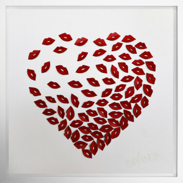 Sztuka tkaniny zatytułowany „KISS OF MY HEART” autorstwa Alla Grande, Oryginalna praca, Włókno tekstylne