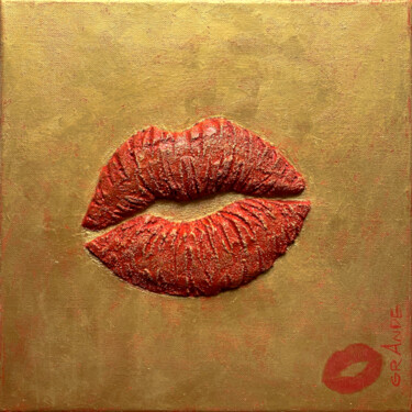 「PASSION KISS」というタイトルの彫刻 Alla Grandeによって, オリジナルのアートワーク, ストーン その他の剛性パネルにマウント