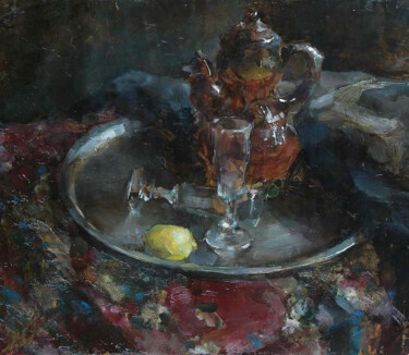 Peinture intitulée "Still life on a car…" par Alla Khvastunova, Œuvre d'art originale, Huile