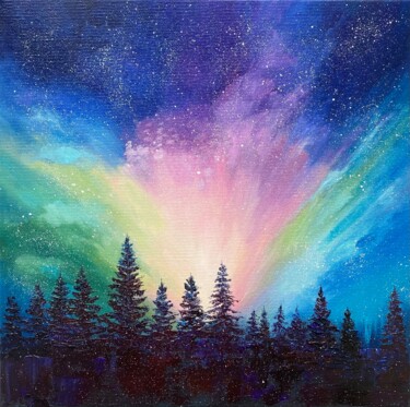 Картина под названием "Northern Lights" - Alla Kyzymenko, Подлинное произведение искусства, Масло