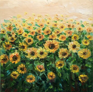 Painting titled "Sunflowers" by Alla Kyzymenko, Original Artwork, Oil