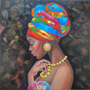 「African Woman」というタイトルの絵画 Alla Kyzymenkoによって, オリジナルのアートワーク, オイル
