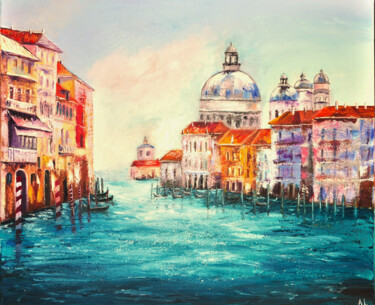 Schilderij getiteld "romantic Venice" door Alla Landenband, Origineel Kunstwerk, Olie