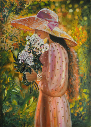 Peinture intitulée "girl in the Summer…" par Alla Landenband, Œuvre d'art originale, Huile