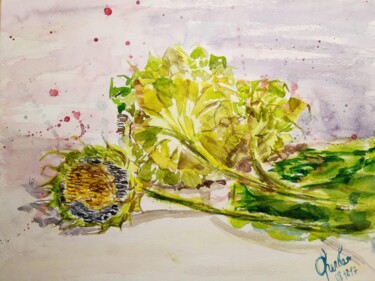 Painting titled "Painting with flowe…" by Alla Orlova, Original Artwork, Watercolor