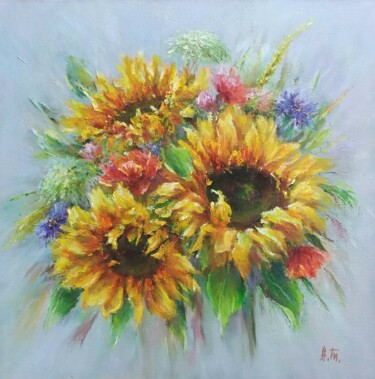 Peinture intitulée "Sunflowers" par Alla Tatarinova, Œuvre d'art originale, Huile