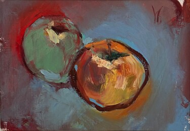 Pintura intitulada "Zwei Äpfel" por Alla Wittkowski, Obras de arte originais, Óleo