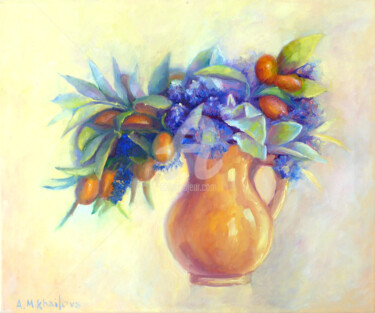 Painting titled "Les kumquats" by Alla Mikhailova, Original Artwork, Oil