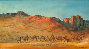 Pintura intitulada "Caravan main" por Allamyrat Muhammedov, Obras de arte originais, Óleo