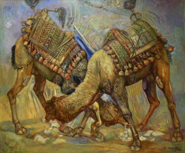 Peinture intitulée "Сonfrontation" par Allamyrat Muhammedov, Œuvre d'art originale, Acrylique