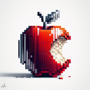 Arts numériques intitulée "pomme rouge pixels…" par Allegra Art, Œuvre d'art originale, Image générée par l'IA