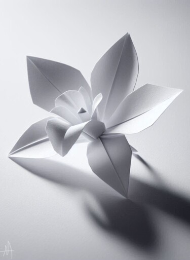 Цифровое искусство под названием "orchidée origami n°1" - Allegra Art, Подлинное произведение искусства, 2D Цифровая Работа