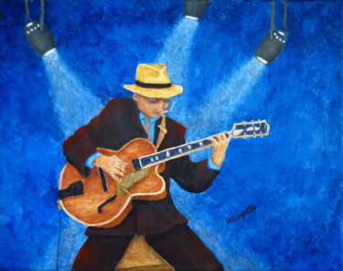 Painting titled "GUITAR MAN" by Allegretto, Original Artwork, Acrylic