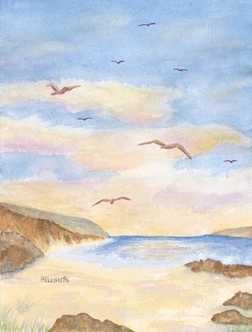 Painting titled "L'Alba Di Domani" by Allegretto, Original Artwork, Watercolor