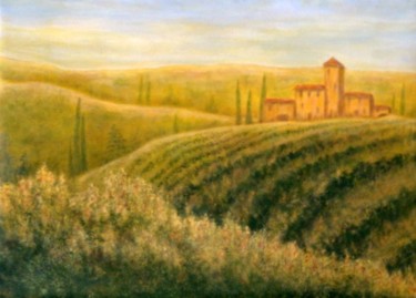 Malarstwo zatytułowany „Tuscan Sunrise” autorstwa Allegretto, Oryginalna praca, Akryl