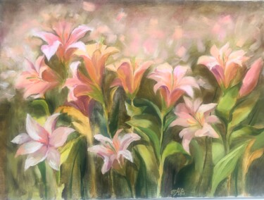 Pintura intitulada "Pure lilies" por Elena Afanasieva, Obras de arte originais, Óleo