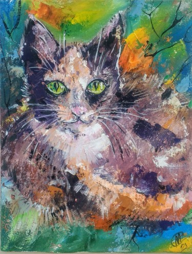 Painting titled "Custom Cat portrait" by Skorokhoart, Original Artwork, Oil