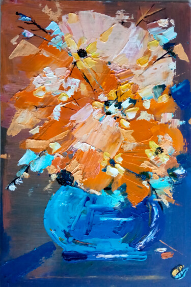 Pintura intitulada "Orange Bouquet" por Skorokhoart, Obras de arte originais, Óleo