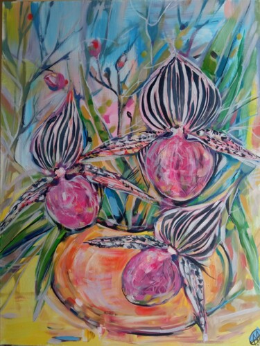 Peinture intitulée "Orchid oil painting…" par Skorokhoart, Œuvre d'art originale, Huile
