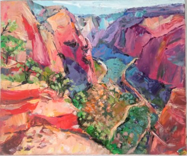 Painting titled "Zion National Park…" by Skorokhoart, Original Artwork, Oil